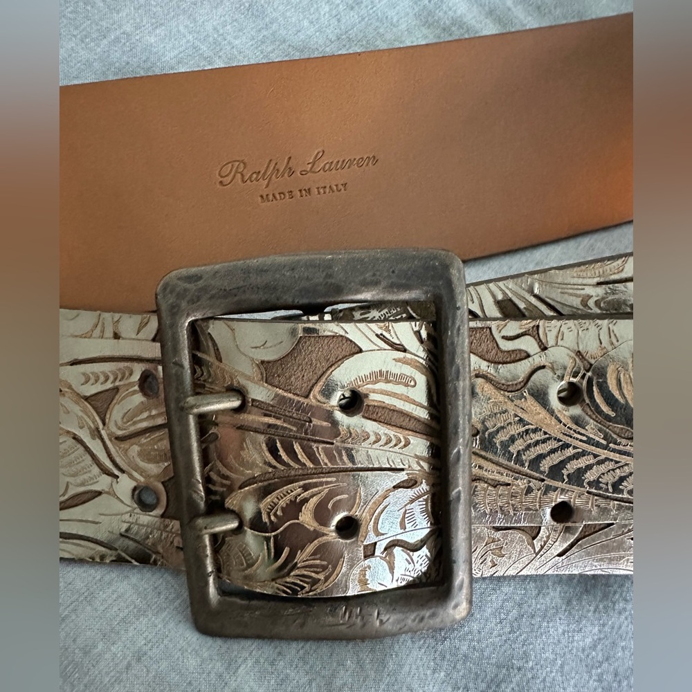 Ralph Lauren Metallic Gold Leather Belt